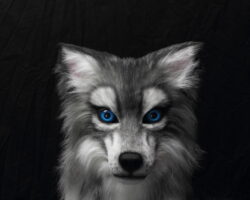 Realistic grey wolf fursuit head 1