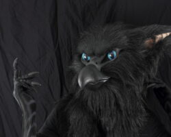 Black gryphon realistic fursuit partial 1