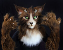 Demon feline realistic fursuit head 1