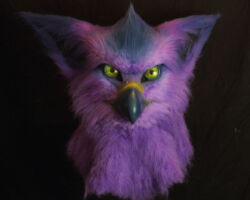 Purple gryphon realistic fursuit head 2