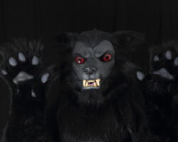 Black werewolf realistic fursuit head 5