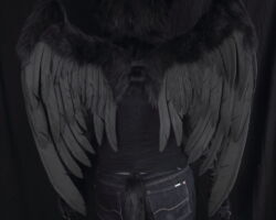 Black gryphon realistic fursuit partial with wings 5